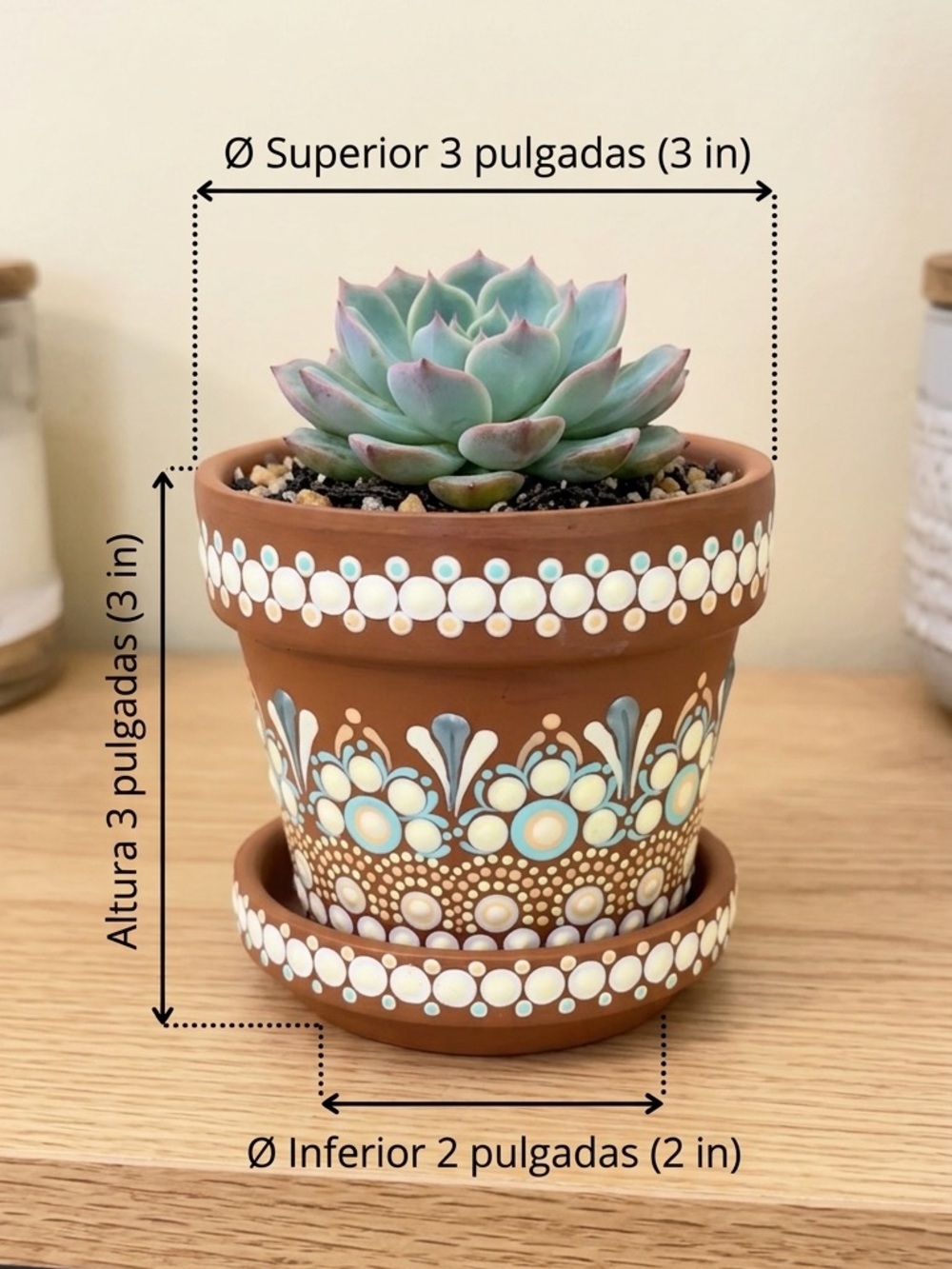 Hand-Painted Decorative Pot with Saucer – Unique Artisan Design – Ideal Gifting